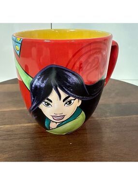 Disney Parks Princess Mulan Mug “Live with Honor” Red Yellow Ceramic Coffee Cup